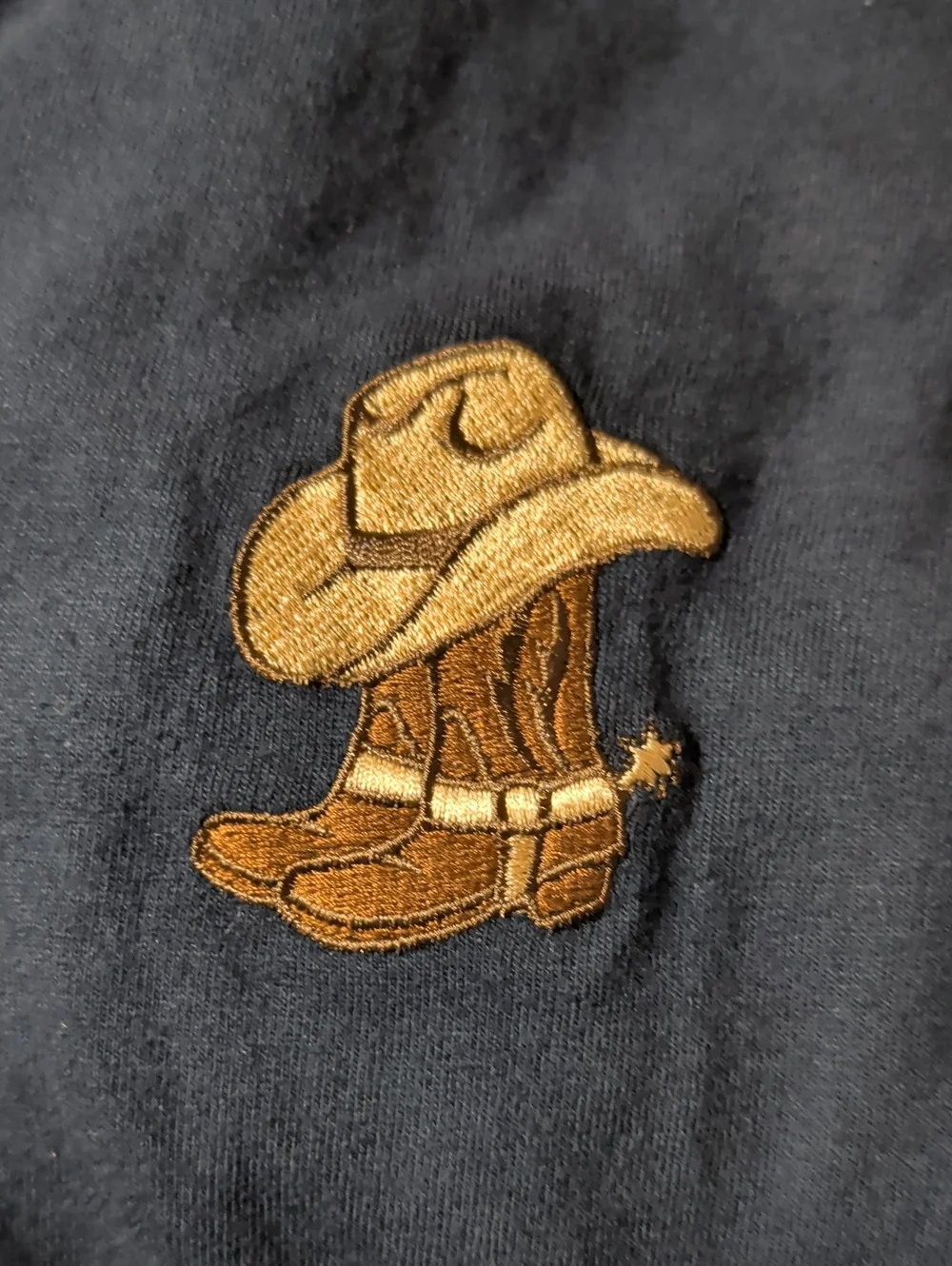 Riot Society Men's Boot Boots & Hat Embroidered Navy Blue Short Sleeve Crew Neck